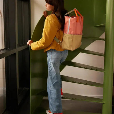 Sticky Lemon Backpack Large Wonders Colourblocking Coral Pink / Reed Green - Studio Play
