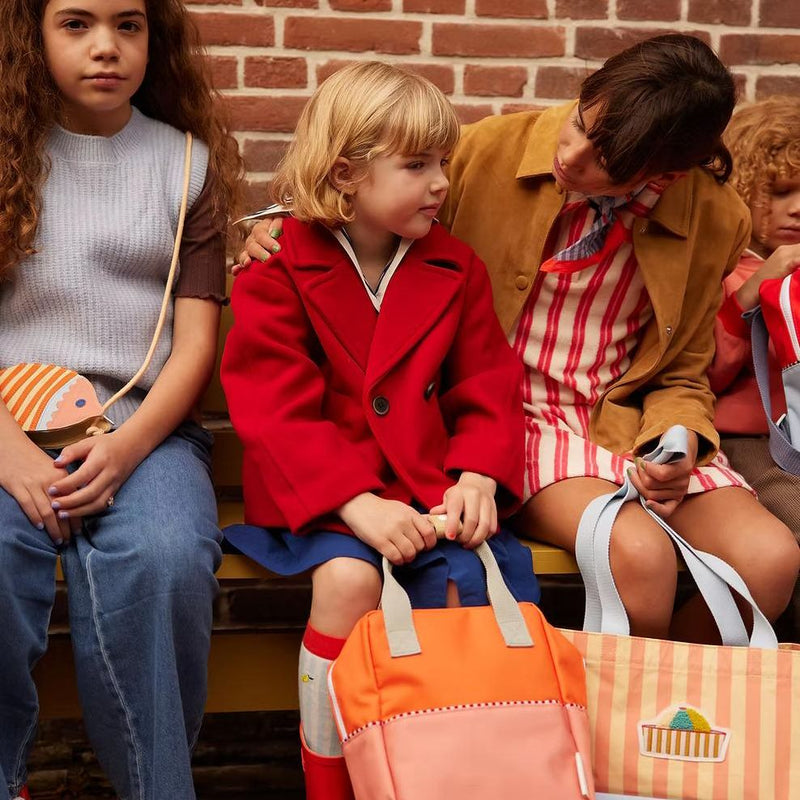 Sticky Lemon Backpack Small Colourblocking lifebuoy orange/coral pink - Studio Play