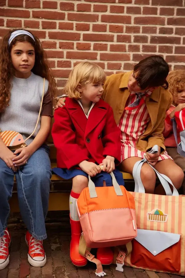 Sticky Lemon Backpack Small Colourblocking lifebuoy orange/coral pink - Studio Play