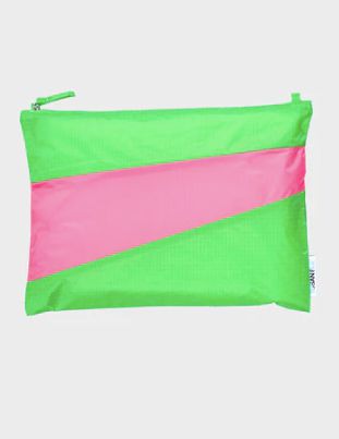 Susan Bijl The New Pouch Greenscreen & Fluo Pink Large
