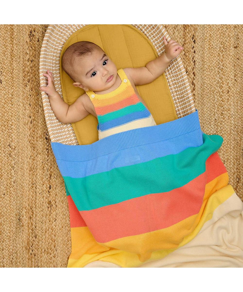 The Bonnie Mob Baby Bobby Rainbow Stripe Shawl Rainbow