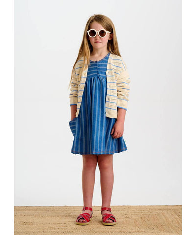 The Bonnie Mob Milena Short Sleeve Dress Pinstripe Denim
