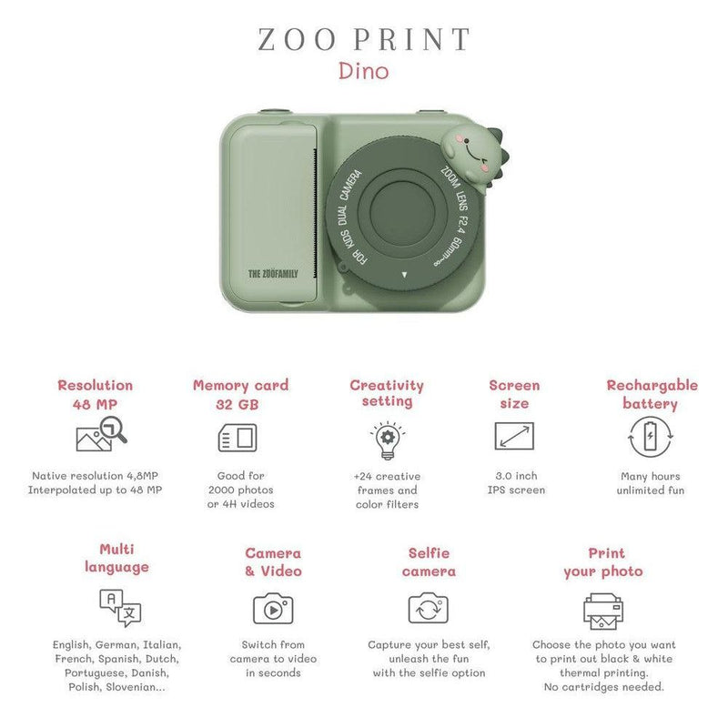 The Zoofamily camera Print Dino Green