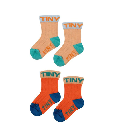 Tiny Cottons Baby Colorblock Socks Pack Papaya/Summer Red