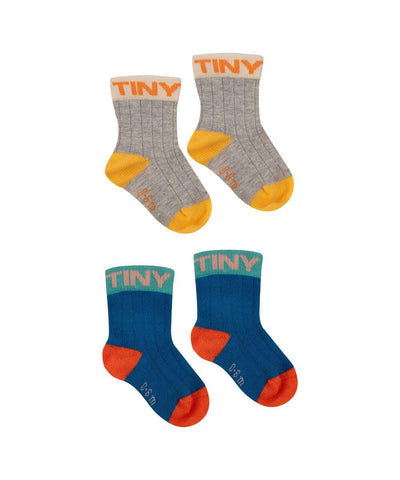 Tiny Cottons Baby Colorblock Socks Pack Ultramarine/Heather Grey