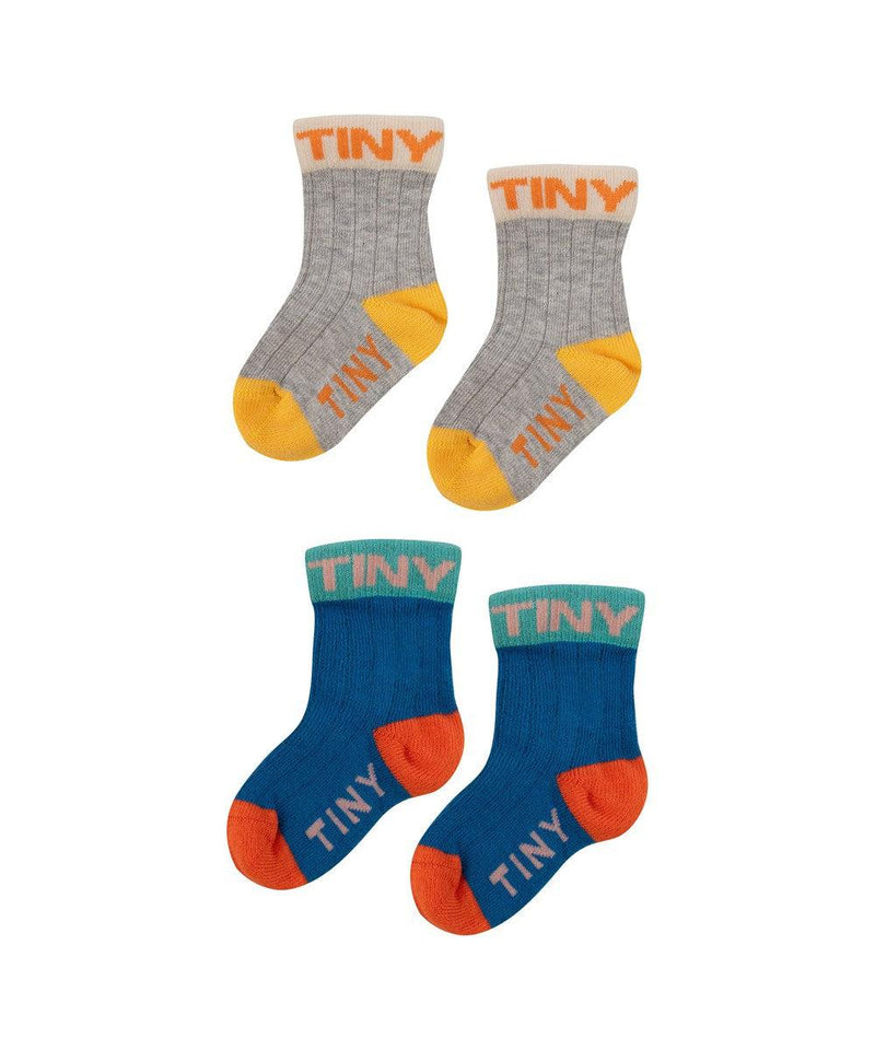 Tiny Cottons Baby Colorblock Socks Pack Ultramarine/Heather Grey