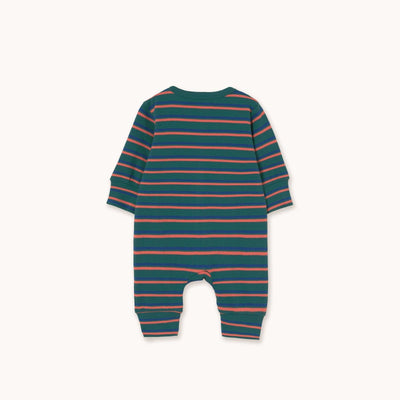 Tiny Cottons Baby Duo Stripes Rib One - Piece Dark Green. - Studio Play