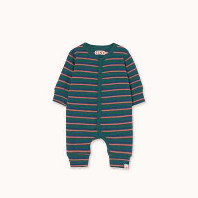 Tiny Cottons Baby Duo Stripes Rib One - Piece Dark Green. - Studio Play