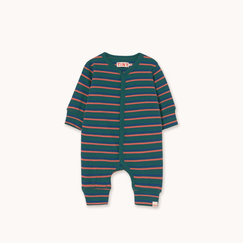 Tiny Cottons Baby Duo Stripes Rib One - Piece Dark Green. - Studio Play