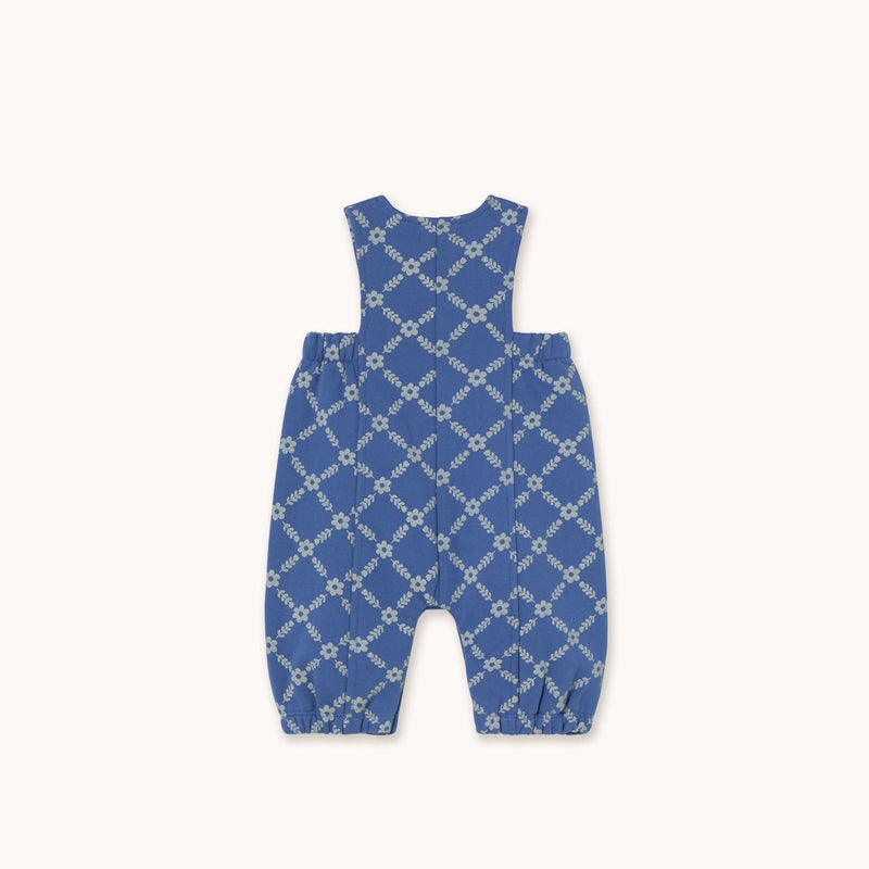 Tiny Cottons Baby Flower Grid Dungaree Dark Blue - Studio Play