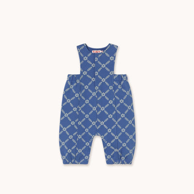 Tiny Cottons Baby Flower Grid Dungaree Dark Blue - Studio Play