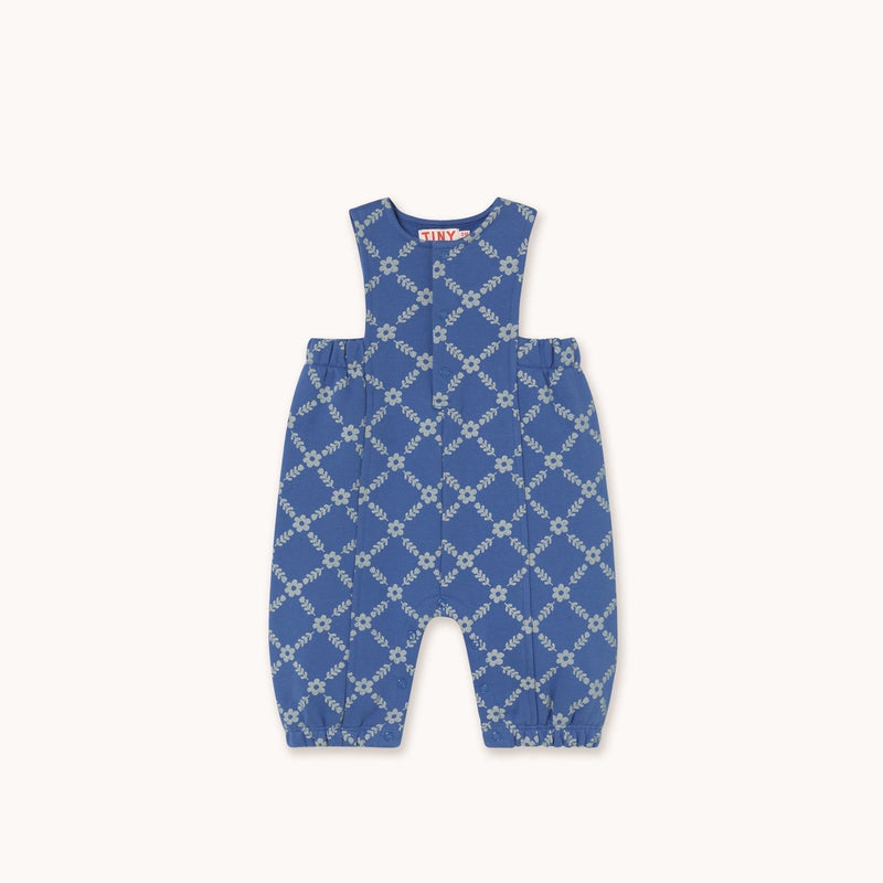 Tiny Cottons Baby Flower Grid Dungaree Dark Blue - Studio Play