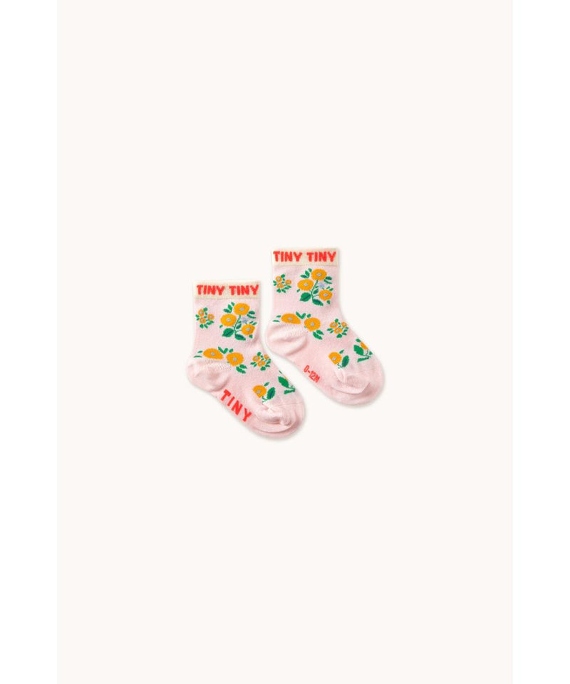 Tiny Cottons Baby Flowers Medium Socks Pastel Pink