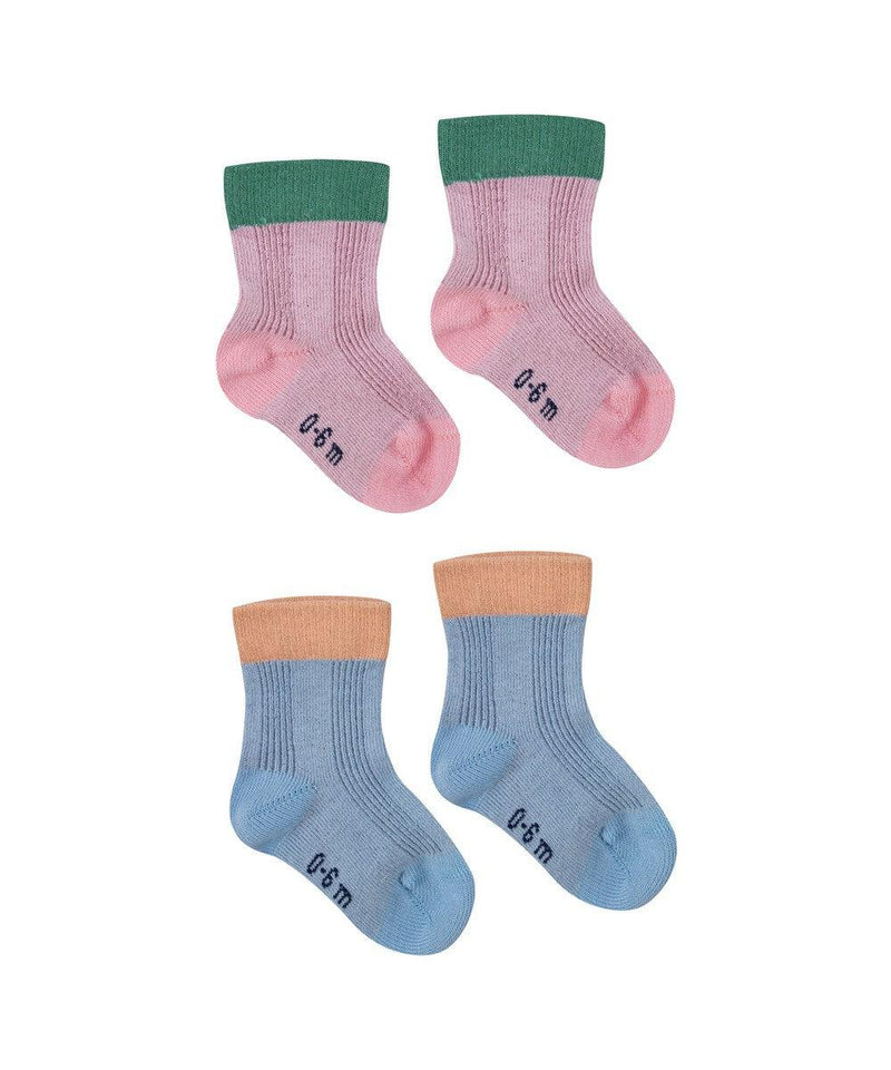 Tiny Cottons Baby Metallic Socks Pack Light Pink/Sky Blue