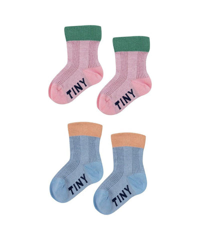 Tiny Cottons Baby Metallic Socks Pack Light Pink/Sky Blue