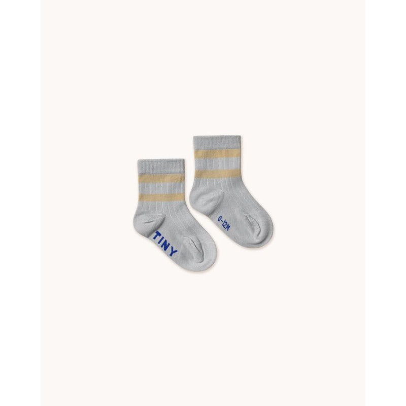 Tiny Cottons Baby Stripes Medium Socks Metallic Light Grey - Studio Play