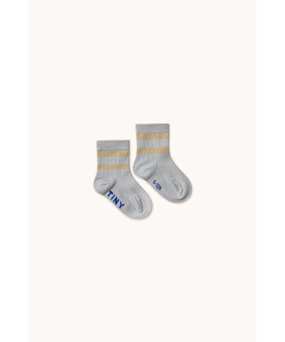 Tiny Cottons Baby Stripes Medium Socks Pack Metallic Light Grey