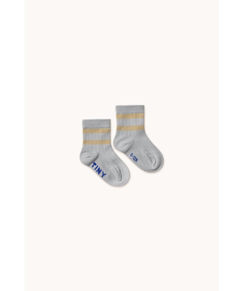 Tiny Cottons Baby Stripes Medium Socks Pack Metallic Light Grey