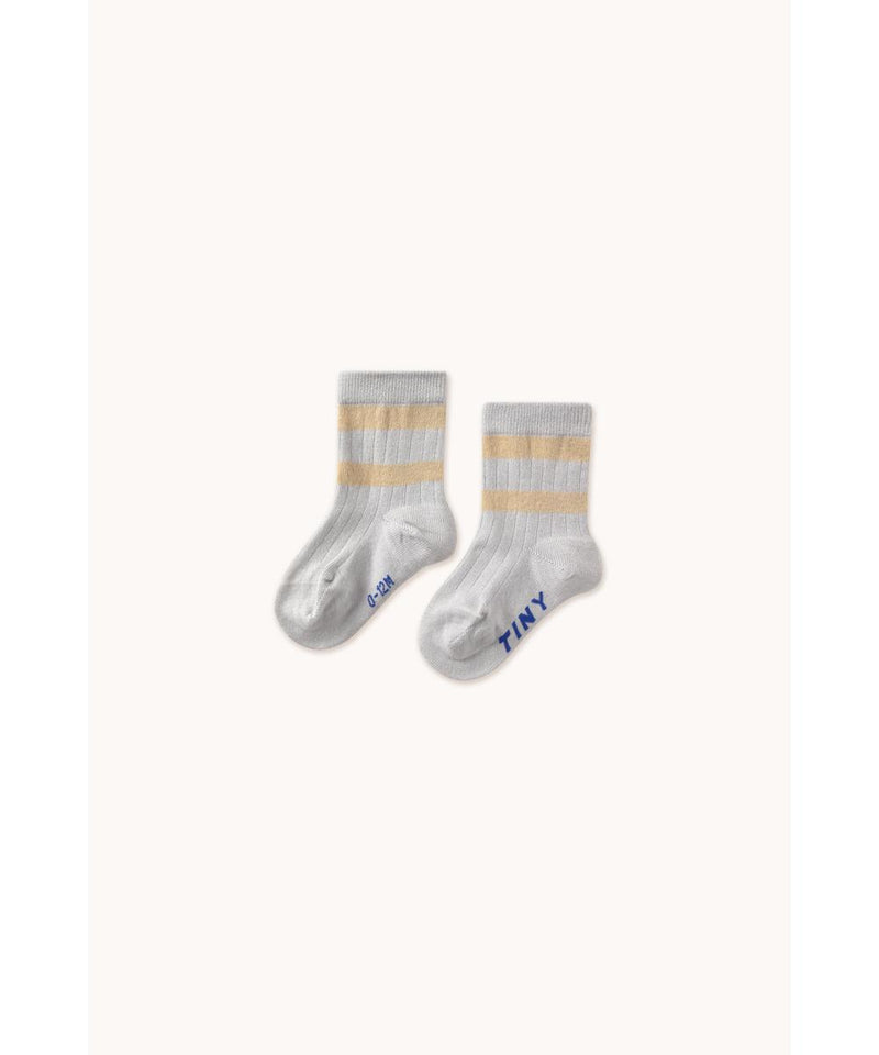 Tiny Cottons Baby Stripes Medium Socks Pack Metallic Light Grey