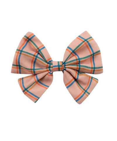 Tiny Cottons Check Big Bow Clip Peach