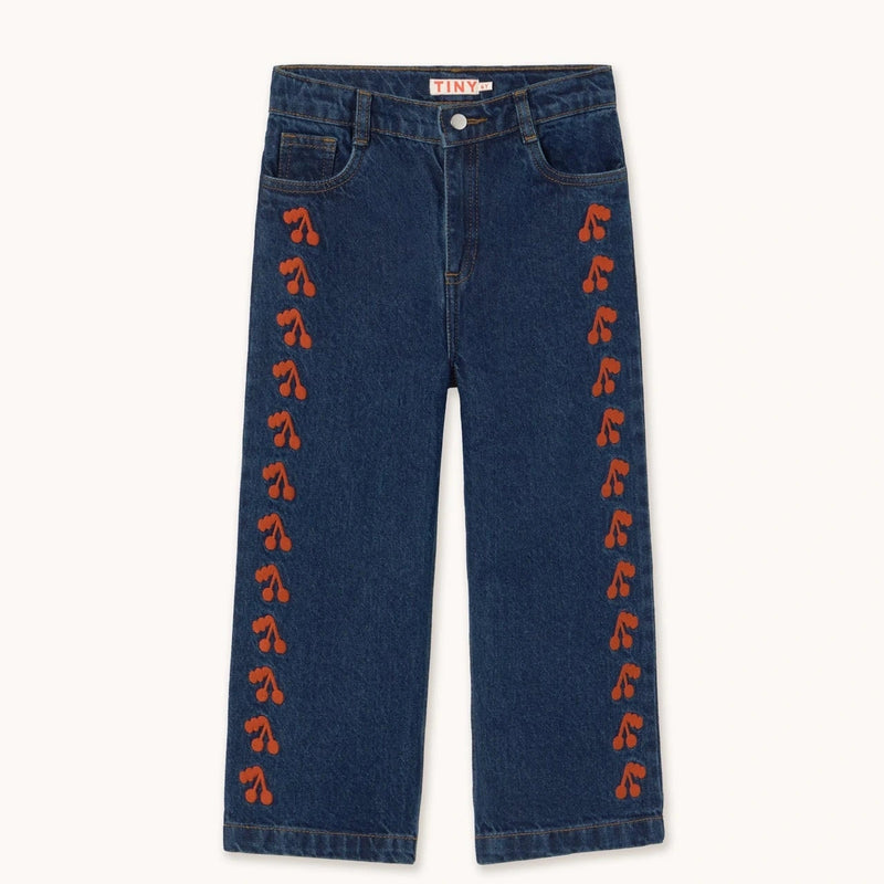 Tiny Cottons Cherries Embroidered Jeans Navy - Studio Play
