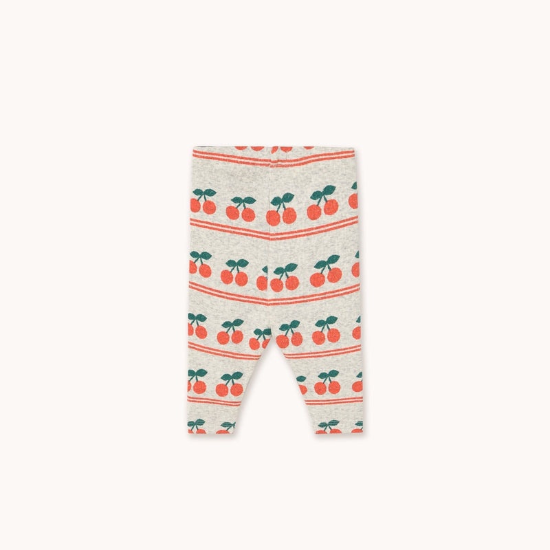 Tiny Cottons Cherry Pattern Rib Baby Pant Light Cream Heather - Studio Play