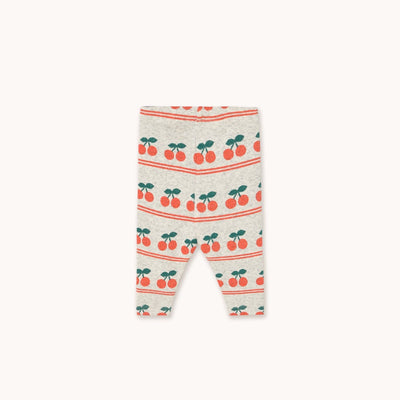 Tiny Cottons Cherry Pattern Rib Baby Pant Light Cream Heather