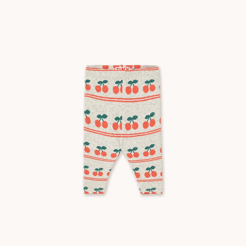 Tiny Cottons Cherry Pattern Rib Baby Pant Light Cream Heather - Studio Play