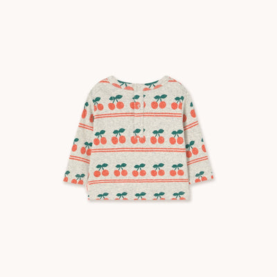 Tiny Cottons Cherry Pattern Rib Baby Tee Light Cream Heather - Studio Play