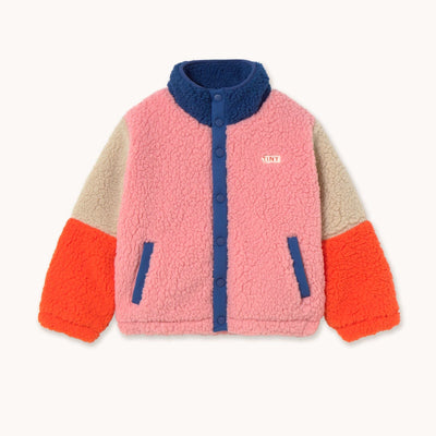 Tiny Cottons Color Block Polar Sherpa Jacket Summer Red - Studio Play