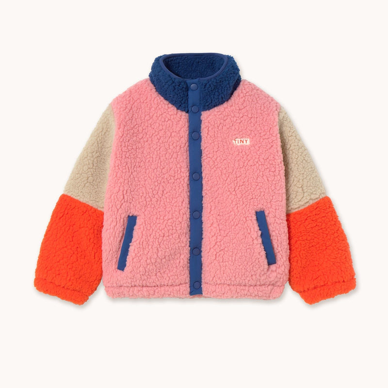 Tiny Cottons Color Block Polar Sherpa Jacket Summer Red - Studio Play