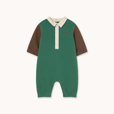 Tiny Cottons Color Block Polo One Piece Dark Green - Studio Play