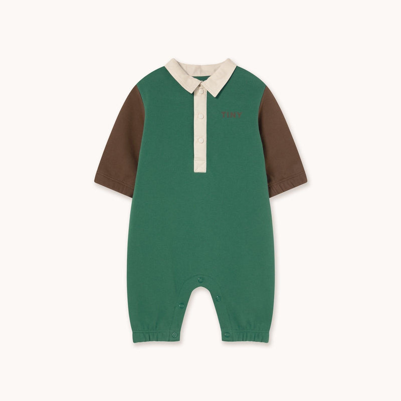 Tiny Cottons Color Block Polo One Piece Dark Green - Studio Play