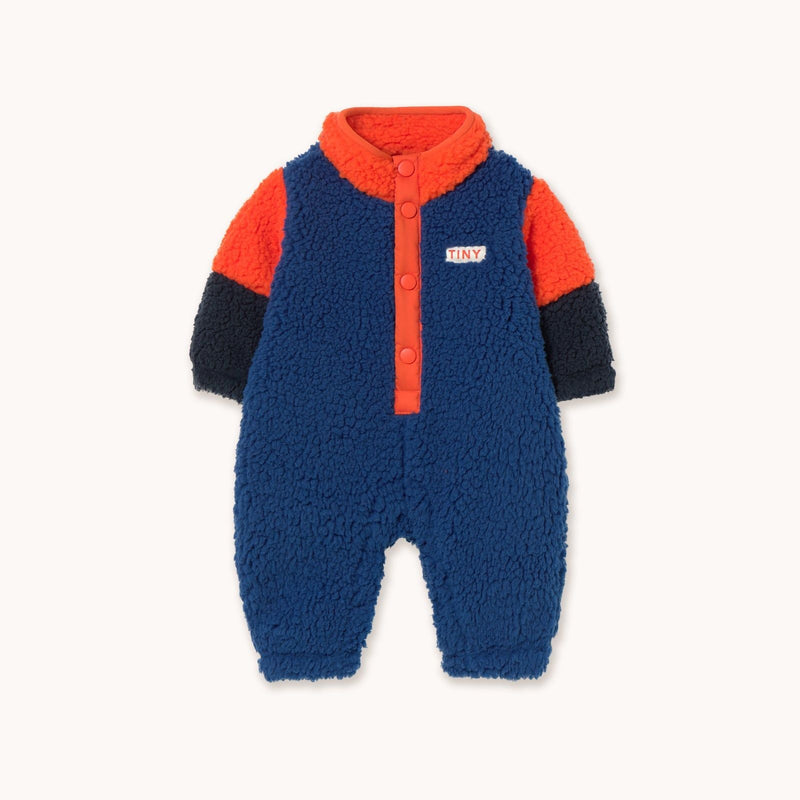 Tiny Cottons Color Block Sherpa One-Piece Dark Blue