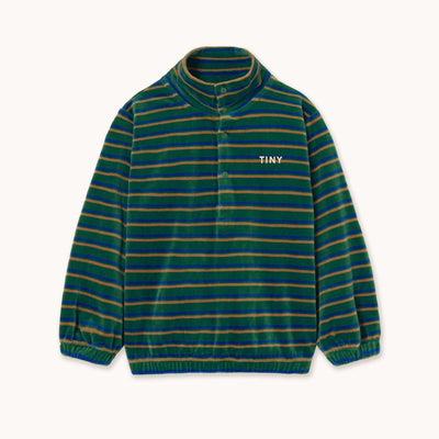 Tiny Cottons Duo Stripes Mockneck Sweatshirt Dark Green - Studio Play