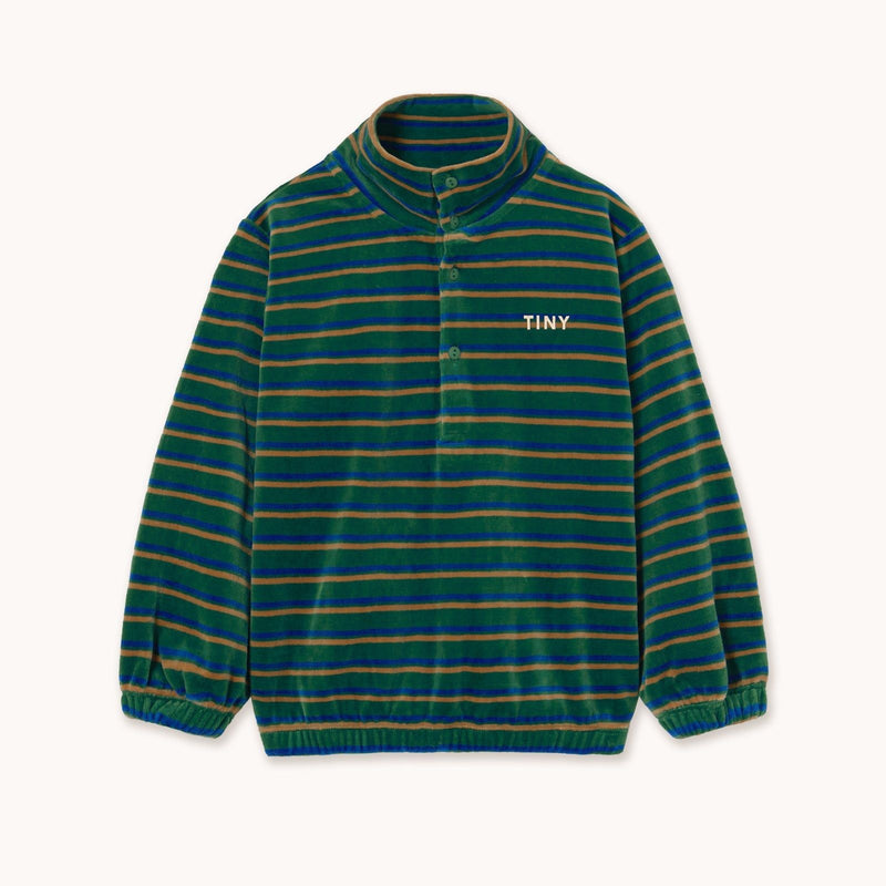 Tiny Cottons Duo Stripes Mockneck Sweatshirt Dark Green
