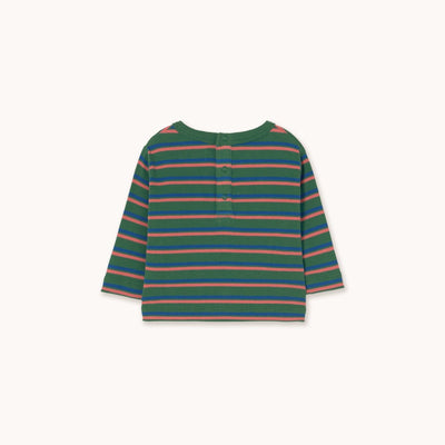 Tiny Cottons Duo Stripes Rib Baby Tee Dark Green - Studio Play