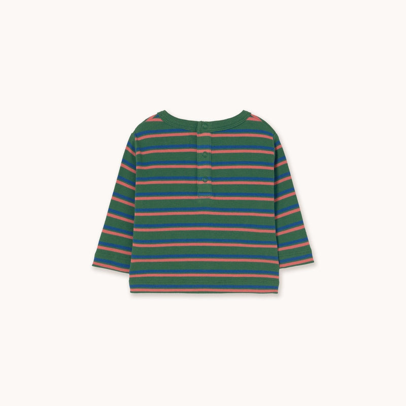 Tiny Cottons Duo Stripes Rib Baby Tee Dark Green - Studio Play