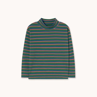 Tiny Cottons Duo Stripes Rib Mockneck Dark Green - Studio Play