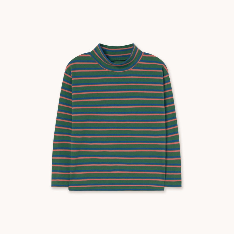 Tiny Cottons Duo Stripes Rib Mockneck Dark Green - Studio Play