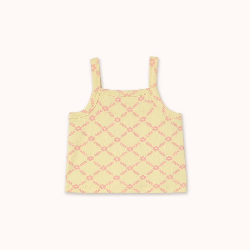 Tiny Cottons Flower Grid Strap Top Mellow Yellow