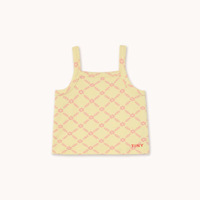 Tiny Cottons Flower Grid Strap Top Mellow Yellow - Studio Play