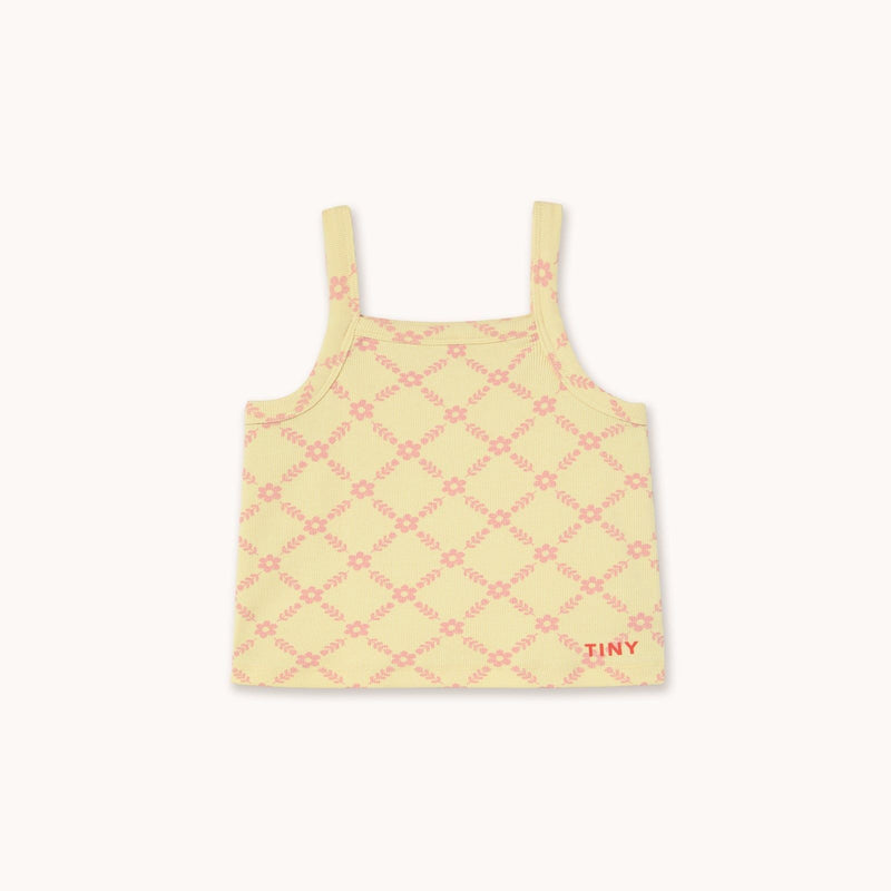 Tiny Cottons Flower Grid Strap Top Mellow Yellow