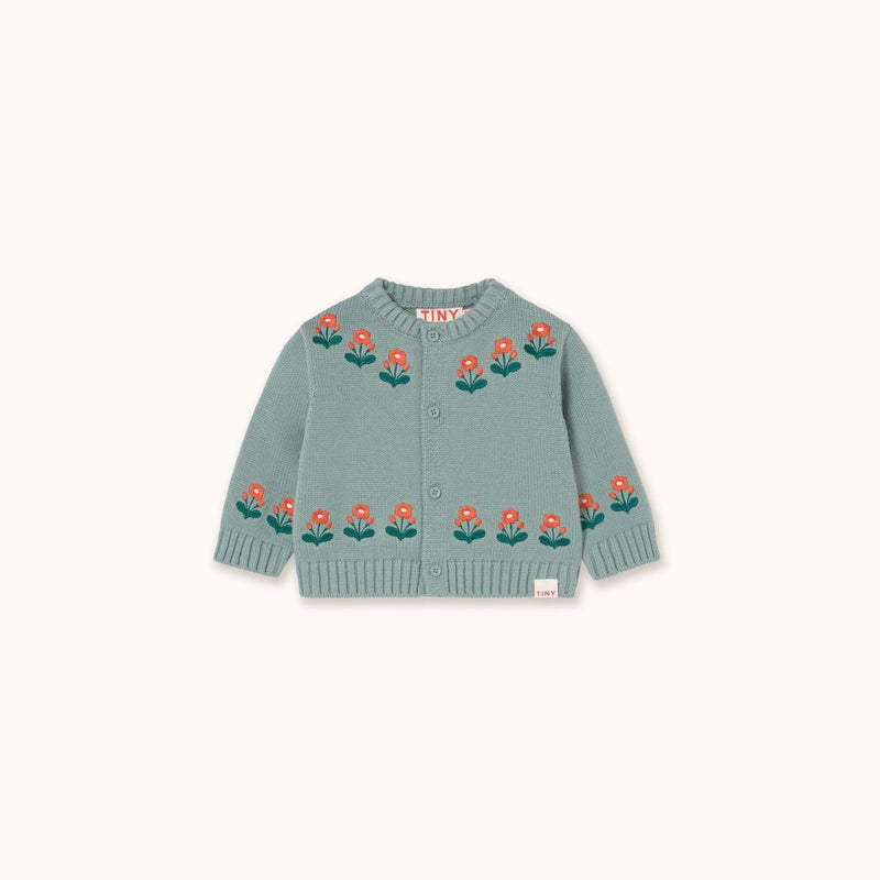 Tiny Cottons Flowers Baby Cardigan Sage - Studio Play