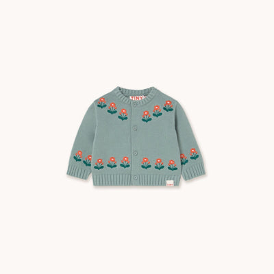 Tiny Cottons Flowers Baby Cardigan Sage - Studio Play