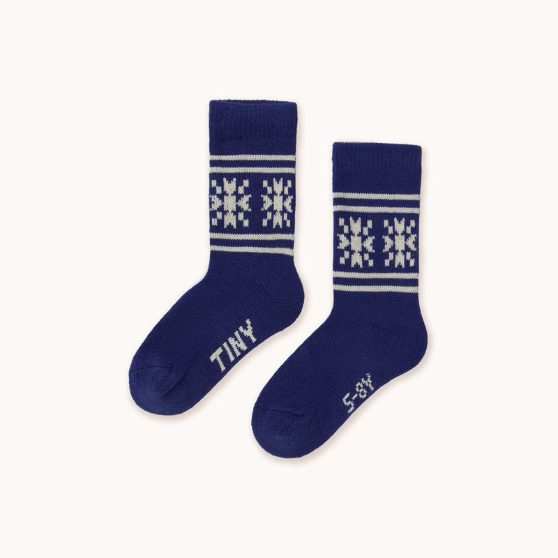 Tiny Cottons Snow Wool Medium Socks Dark Blue