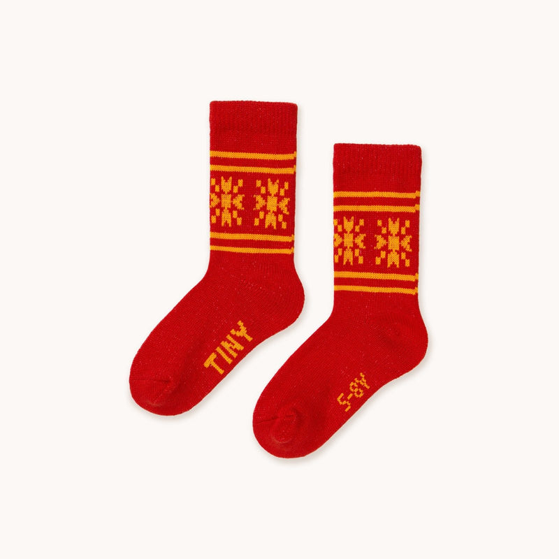 Tiny Cottons Snow Wool Medium Socks Summer Red