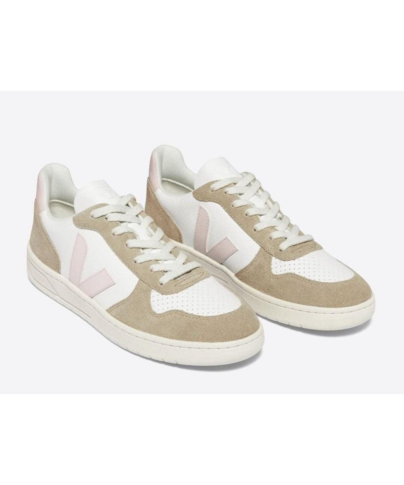 Veja Adult V-10 Leather Chromefree Extra White Petale Sahara