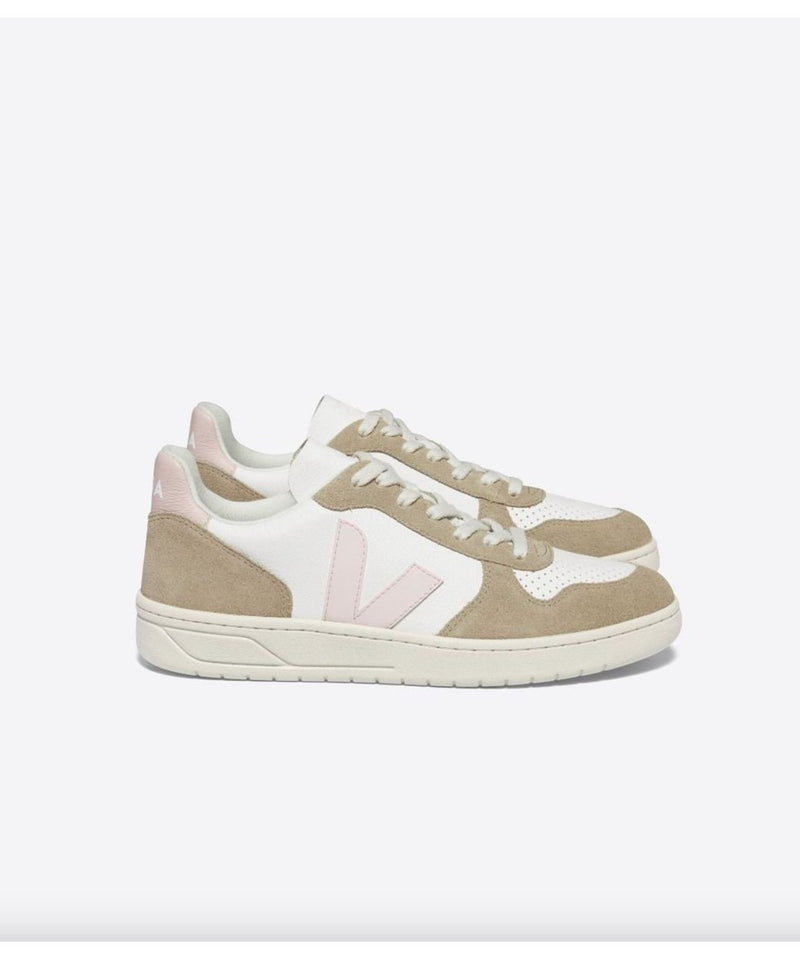 Veja Adult V-10 Leather Chromefree Extra White Petale Sahara
