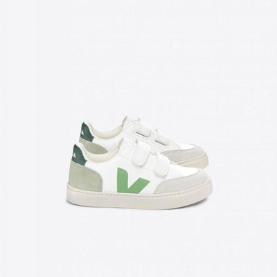 Veja BABY V - 12 Velcro Leather Extra White Multico Clay - Studio Play